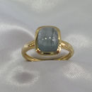 Sortija Turmalina azul grisacea Cabujon