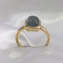 Sortija Turmalina azul grisacea Cabujon