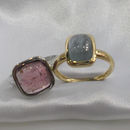 Sortija Turmalina azul grisacea Cabujon