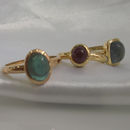 Sortija Turmalina azul grisacea Cabujon