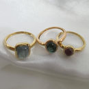 Sortija Turmalina azul grisacea Cabujon