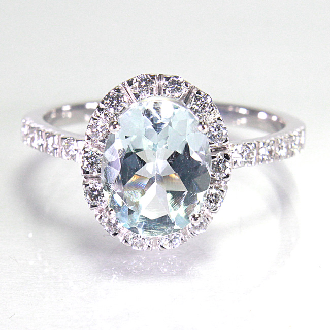 Sortija Natura Aguamarina Oval Diamantes Joyería Fernández Gemólogos Castellón